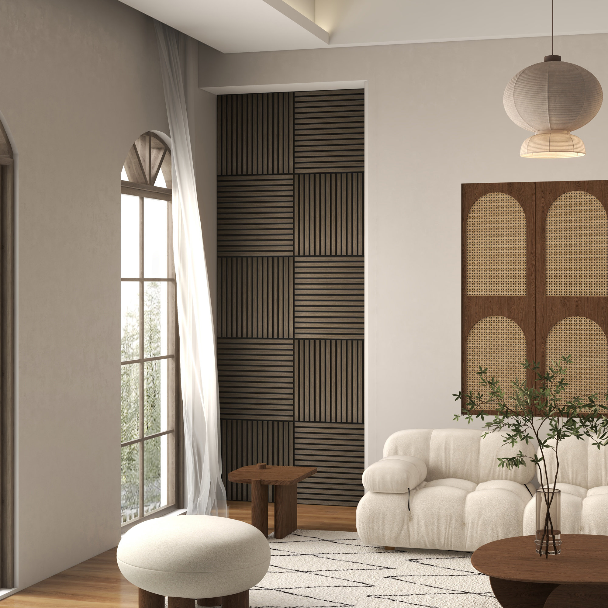 HomCom 4 Pack 3D Faux Wood Wall Panels, 24" X 24" Sound Absorbing ...